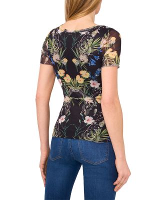 Short Sleeve Crewneck Mesh Top