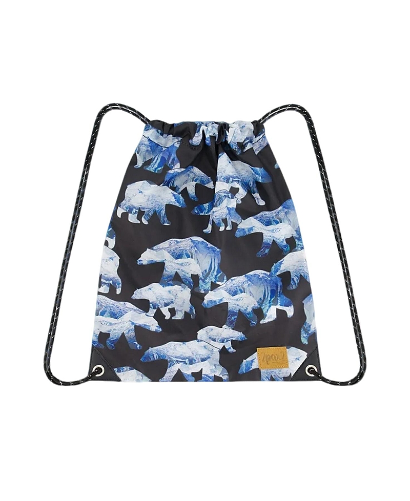 Deux Par Deux Boy's Drawstring Bag Black Printed Polar Bears