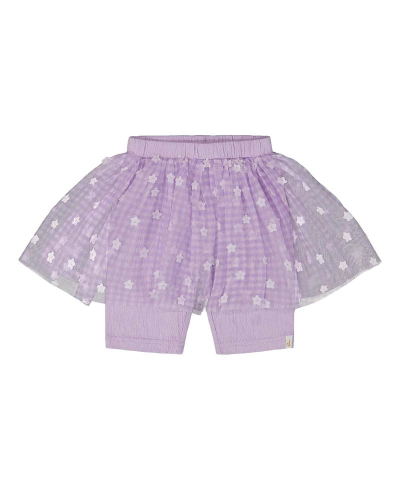 Deux Par Deux Girls' Crinkle Biker Short With Flower Mesh Skirt - Big Kid