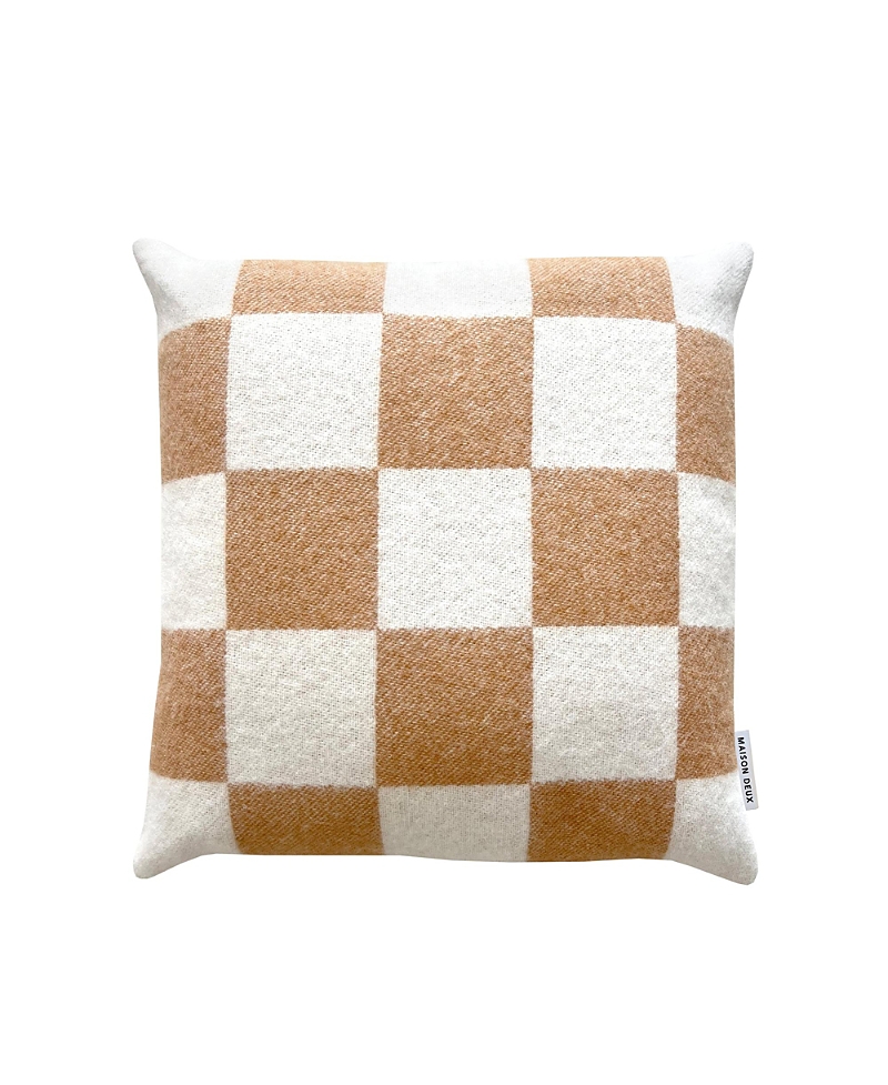 Maison Deux Checkerboard Cushion Cover In Brown