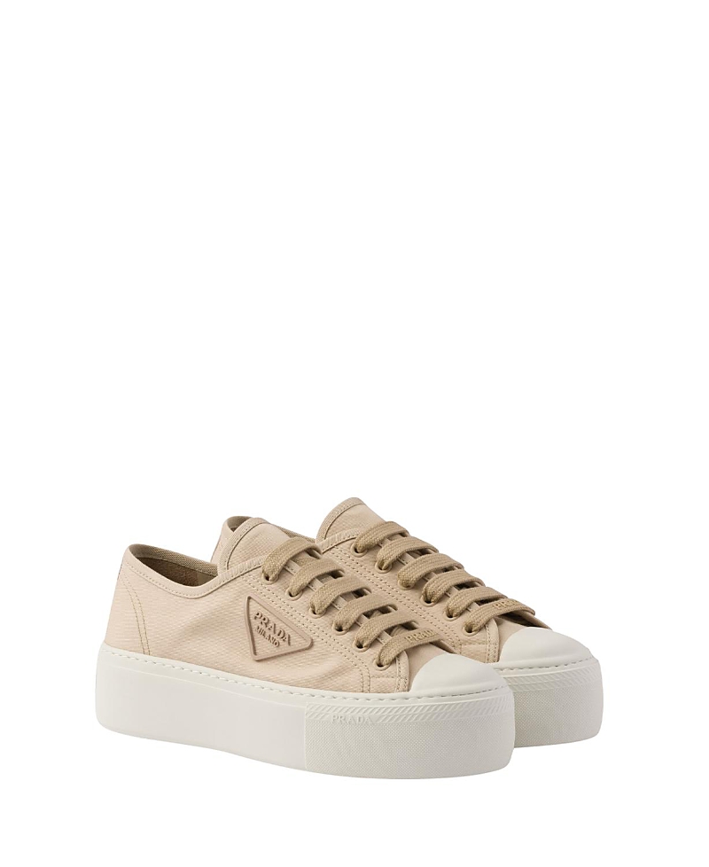 Prada Laced Fabric Sneakers In Cord