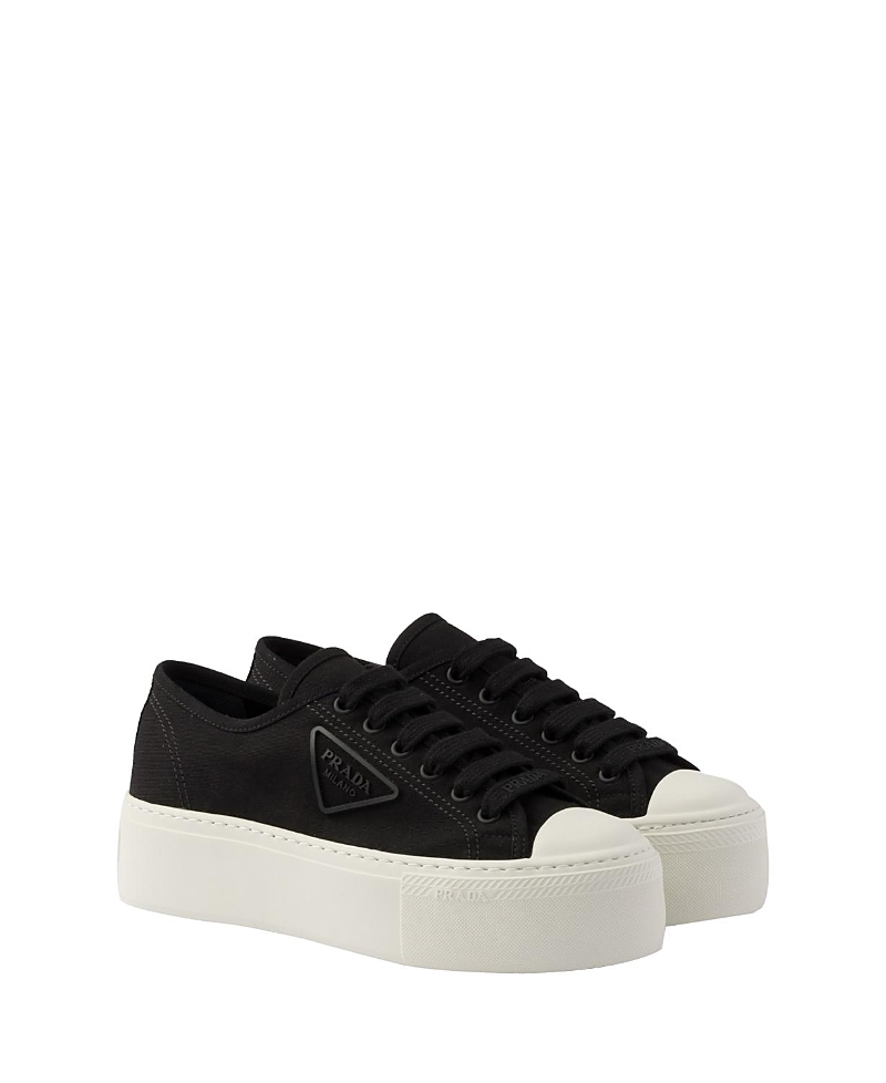 Prada Sneaker Aus Baumwoll-gabardine In Black