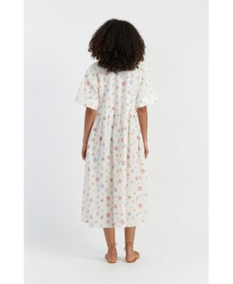 Women's Linen-Cotton Etoile V-Neck Sundress