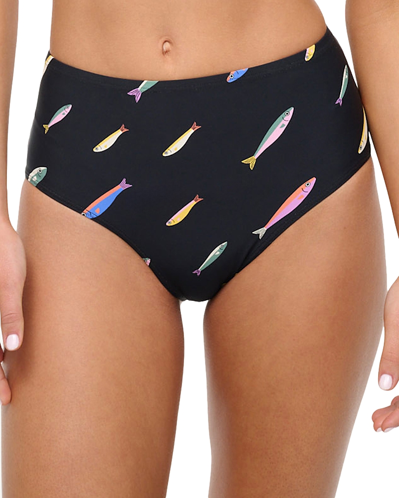 Staud Devon High Rise Bikini Bottoms Pop Sardines Black
