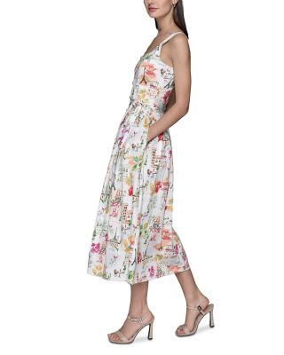 Scenic Print Midi Dress