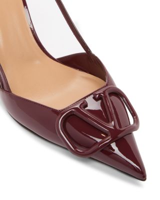 Women's VLogo Patent Leather Pointed Slingback Pumps