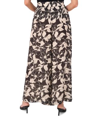 Printed Drawstring Wide Leg Pants