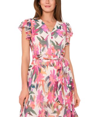 Floral Print Belted Dress