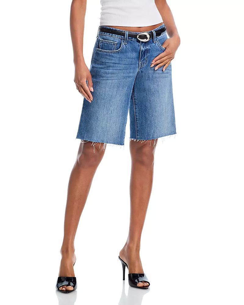 L'Agence Elise Low Rise Denim Bermuda Shorts