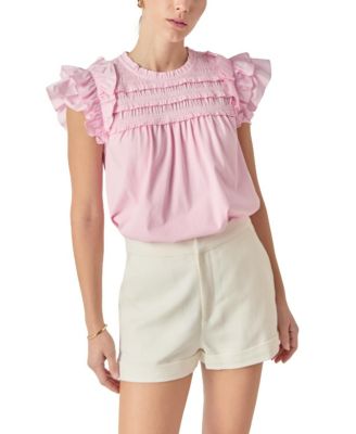 Women's Mix Media Ruffle Top