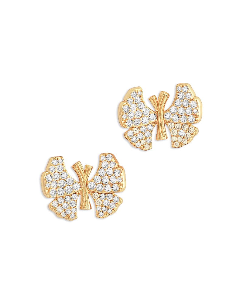 Anabel Aram Pave Butterfly Stud Earrings In 18k Gold Plated