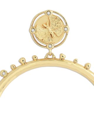 Pav&eacute; Butterfly Coin & Hoop Drop Earrings in 18K Gold Plated