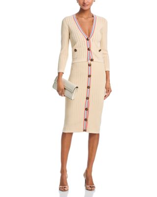 L'AGENCE - Irvin Pointelle Cropped Cardigan & Melania Knit Skirt