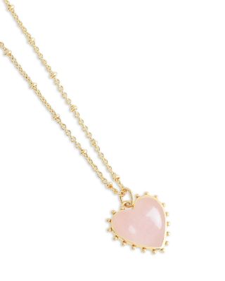 Heart Stone 18K Yellow Gold Plated Stone Necklace, 19"L