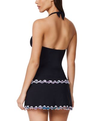 Tricolore Side Slit Skirted Swim Bottom