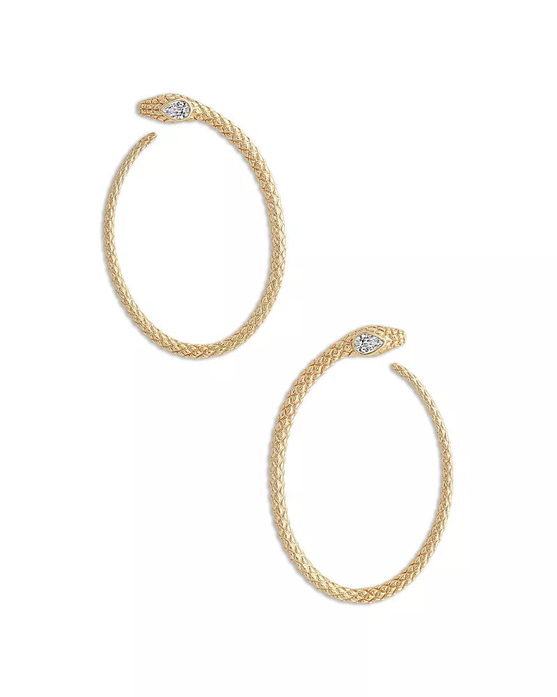 Anabel Aram Crystal Serpent Hoop Earrings