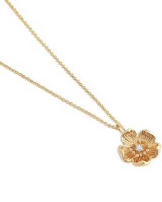 Wildflowers Pav&eacute; Flower Pendant Necklace, 16"-17"