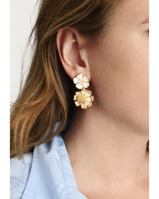 Wildflowers Pav&eacute; Mixed Flower Mismatch Drop Earrings