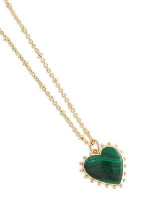 Malachite Heart Pendant Necklace, 19"