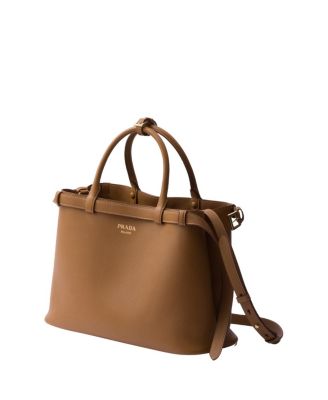 Buckle Medium Leather Handbag with Double Belt