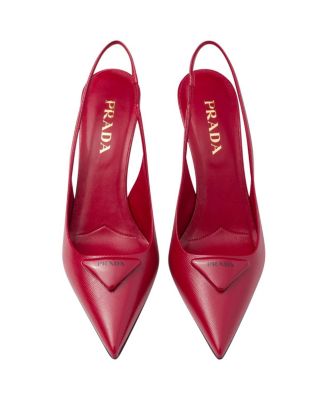 Women's Saffiano Patent Leather Slingback Pumps