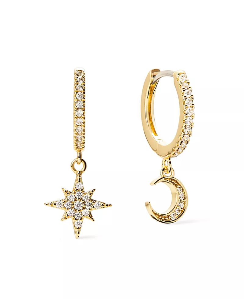 Ana Luisa Celeste Crescent Moon Huggie Hoops Earrings
