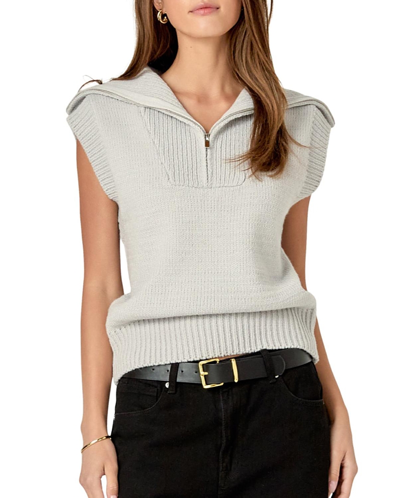 English Factory Women's Zip Mock Neck Vest