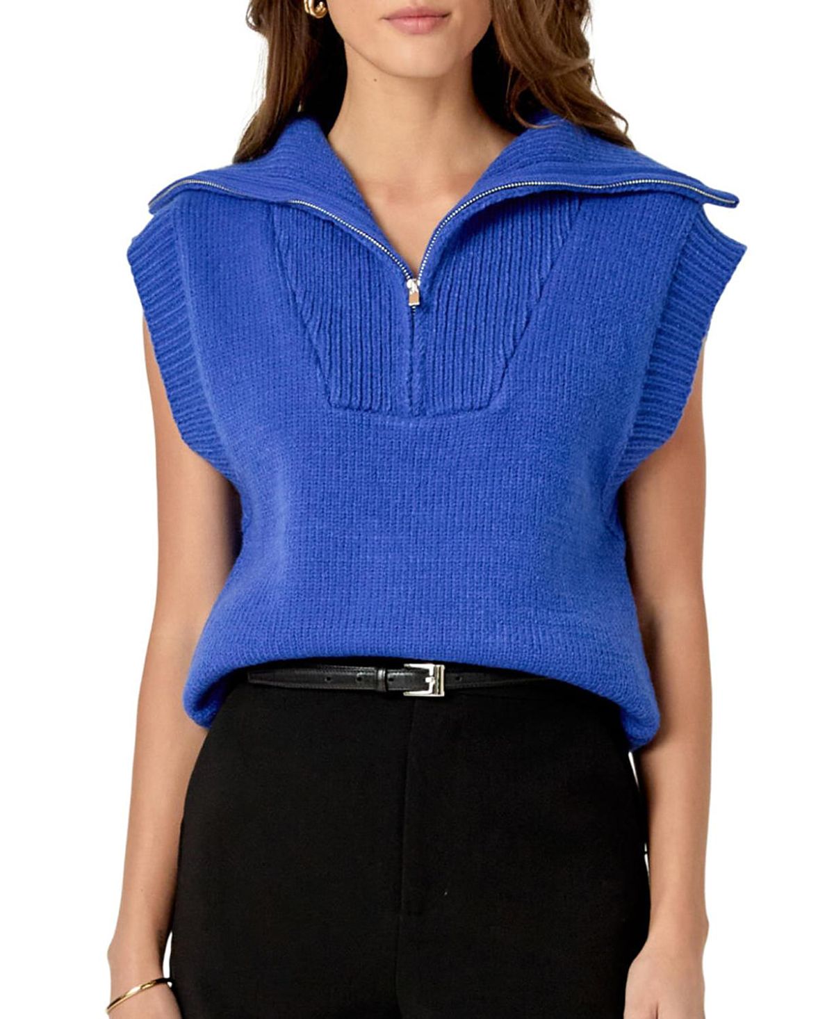 English Factory Women's Zip Mock Neck Vest