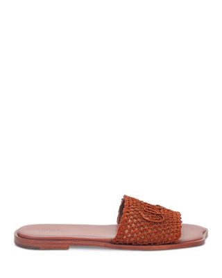 Women&#39;s Flower Raffia Slide Sandals