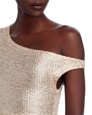 Drop Shoulder Sequin Gown