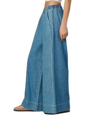 The Ruched High Rise Palazzo Jeans in Curious 