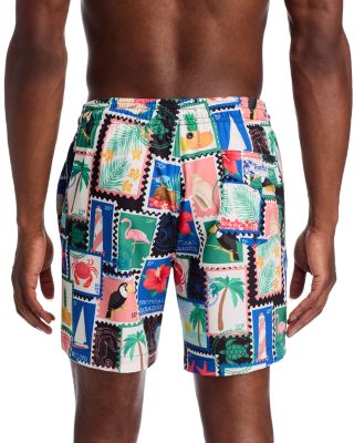 Sano Tropical Stamp Print  6.5&amp;quot; Swim Trunks