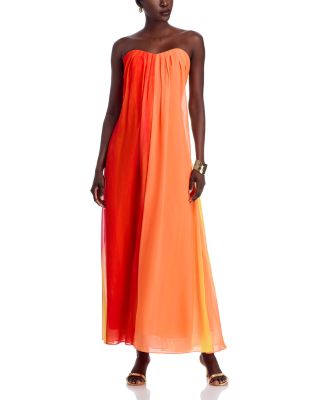 Sunset Stripe Strapless Maxi Dress