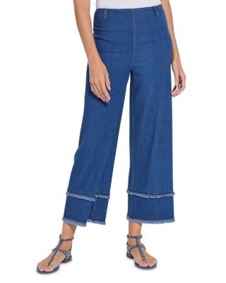Lyssé Plus - Fringe High Rise Wide Leg Jeans in Mid Wash