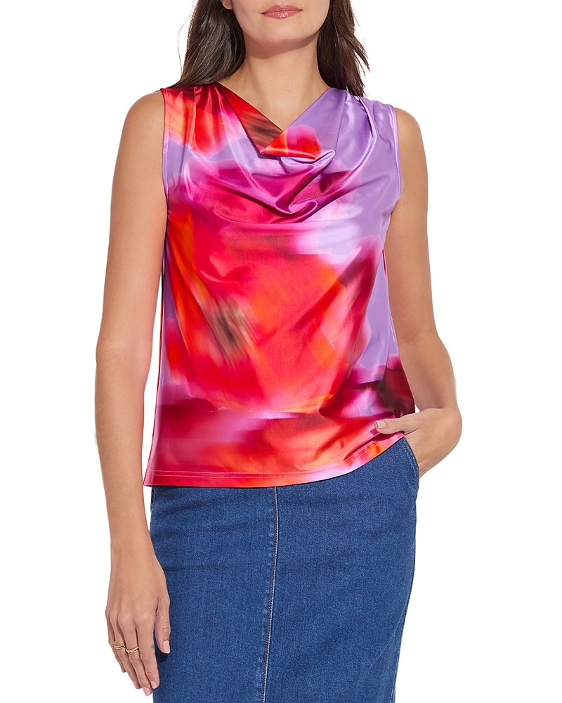 Lyssé Rosario Draped Printed Top In Floating Floral In Pink