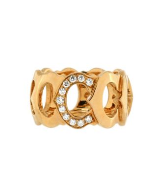 Pre-Owned Cartier - C de Cartier Link Band Ring 18K Gold and Diamonds
