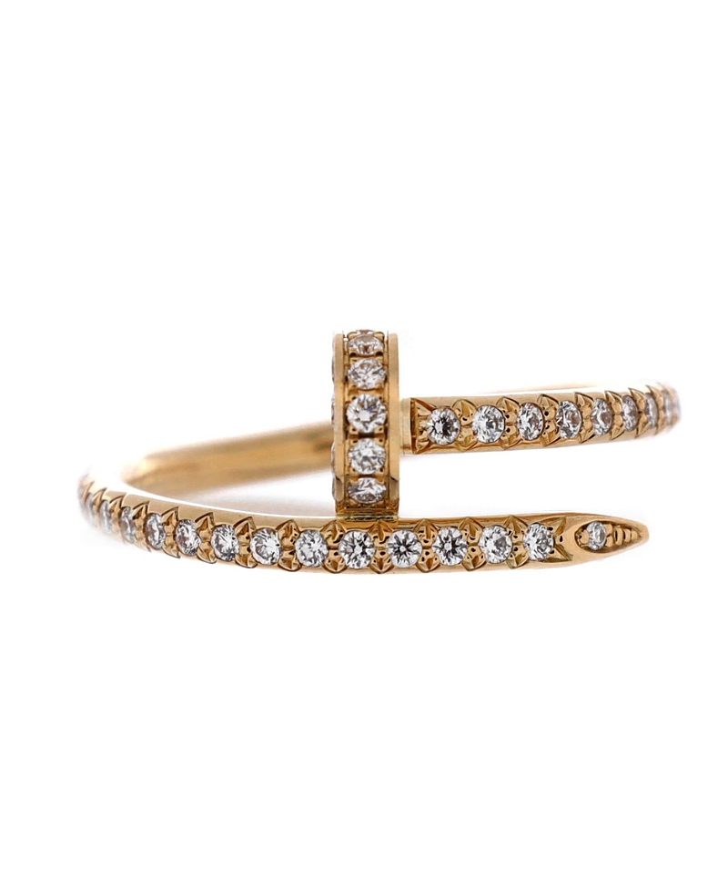 Pre-owned Pre-owned Cartier Cartier Small Juste Un Clou Paved Ring 18k Gold With Diamonds