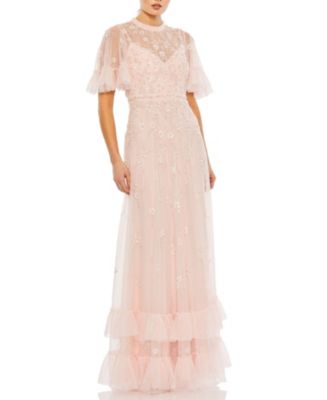 Mac Duggal ★ FLORAL EMBELLISHED SHORT SLEEVE GOWN Mac Duggal Floral Embellished Short Sleeve Mesh Gown | Nordstrom