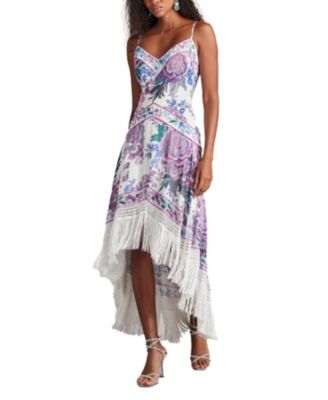 Lua Floral Print Tassel Fringe Slip Dress