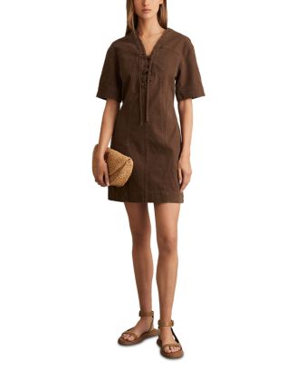 【海外限定】REISSワンピース☆Tia Lace Up Shift Dress, Chocol REISS Tia Lace Up Shift Dress | Bloomingdale's
