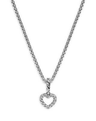 Micro Pav&eacute; Open Heart Amulet in Sterling Silver with Diamonds, 6.8mm