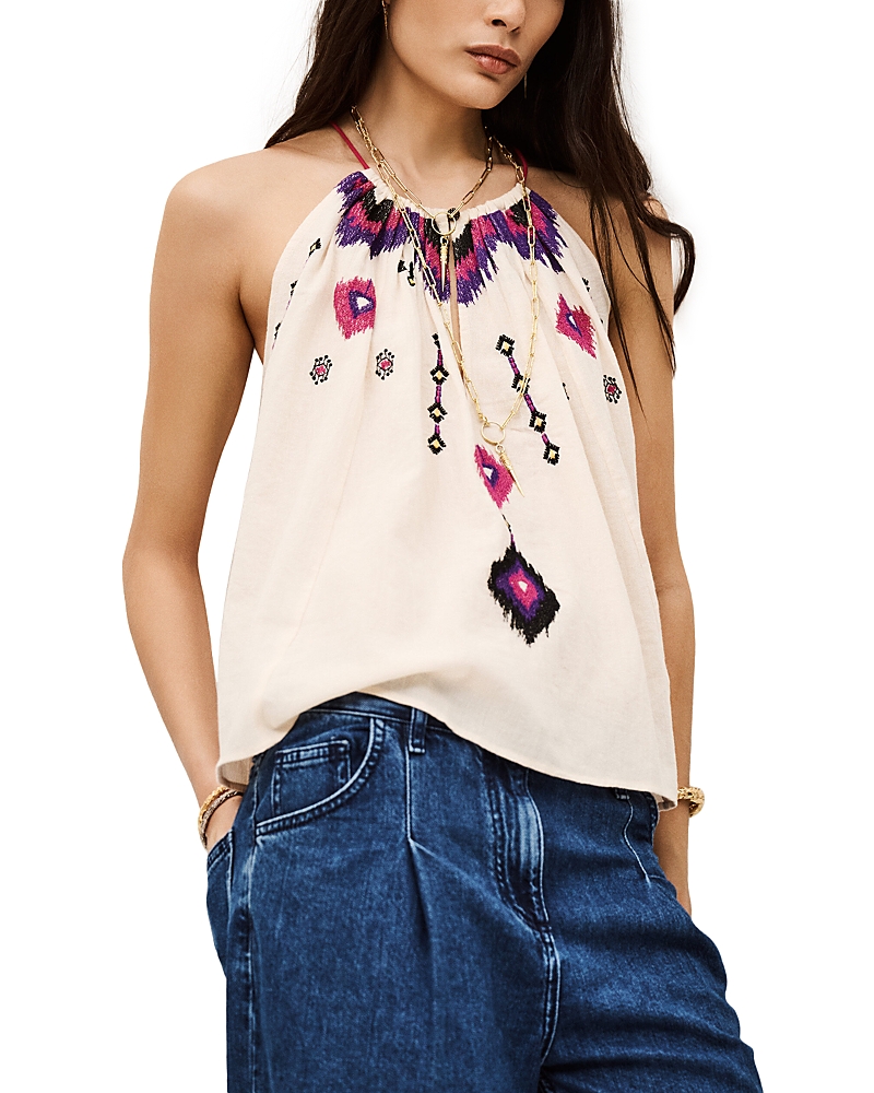 Ba&sh Pela Embroidered Halterneck Top In Neutral