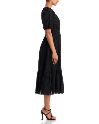 Eyelet V Neck Midi Dress - Exclusive
