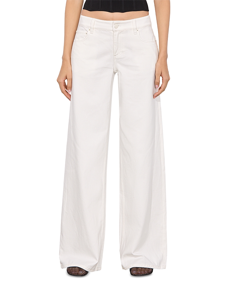 Alice And Olivia Amazing Low Rise Baggy Jeans In Off White