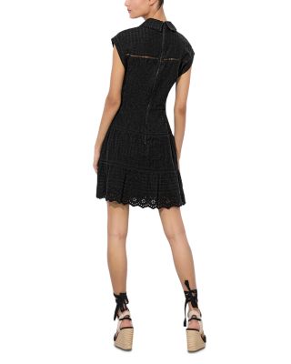Mila Eyelet Deep V Neck Dress