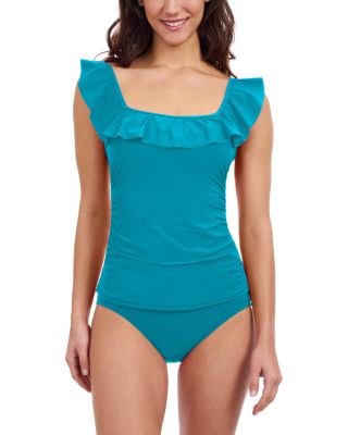 Profile by Gottex - Tutti Frutti D Ruffle Tankini  & Shirred High Waist Bikini Bottom