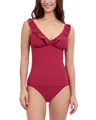 Profile by Gottex - Tutti Frutti Ruffle Tankini  & Shirred High Waist Bikini Bottom