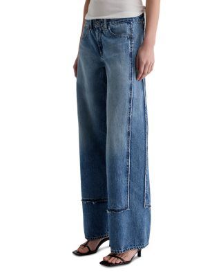 Adria Colorblock Low Rise Wide Leg Jeans in Socialite