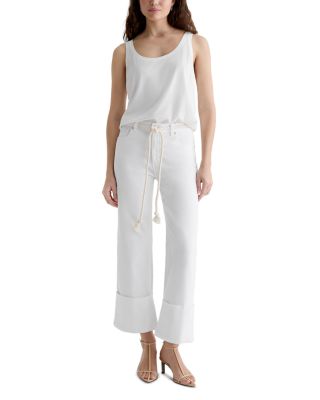 Saige Wide Leg Crop Jeans with Cuff in White