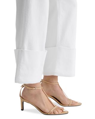 Saige Wide Leg Crop Jeans with Cuff in White